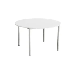 Bord Combi 206, Ø1200 mm, højde 720 mm, lydabsorberende hvid laminat på alugråt stel
