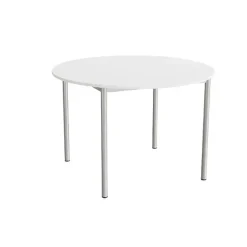 Bord Combi 206, Ø1200 mm, højde 800 mm, lydabsorberende hvid laminat på alugråt stel