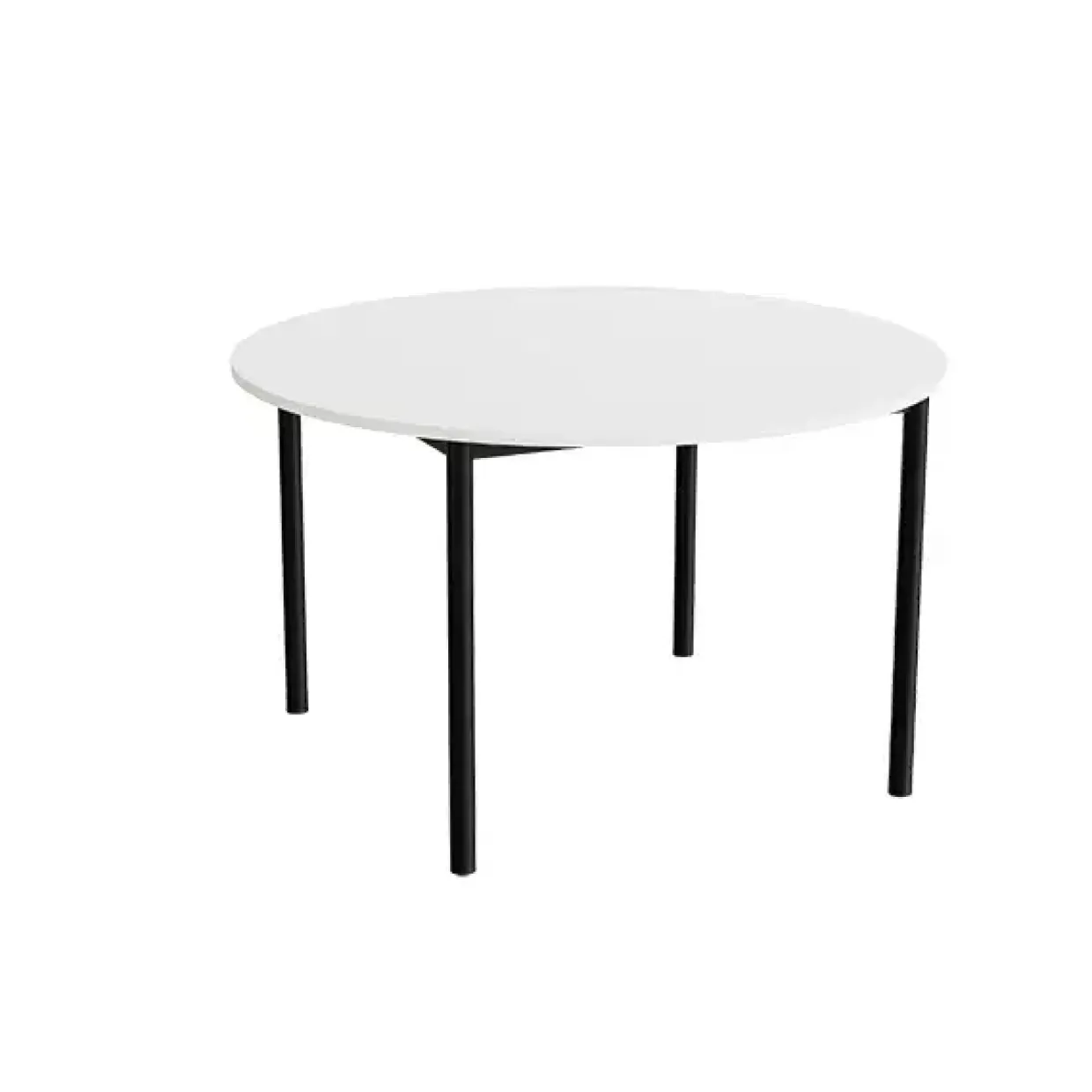 Bord Combi 206, Ø1200 mm, højde 720 mm, lydabsorberende hvid laminat på sort stel
