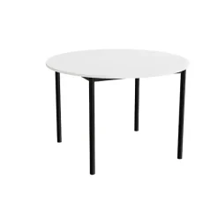 Bord Combi 206, Ø1200 mm, højde 800 mm, lydabsorberende hvid laminat på sort stel