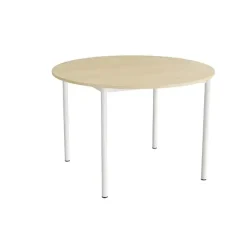 Bord Combi 206, Ø1200 mm, højde 800 mm, lydabsorberende birkelaminat på hvidt stel