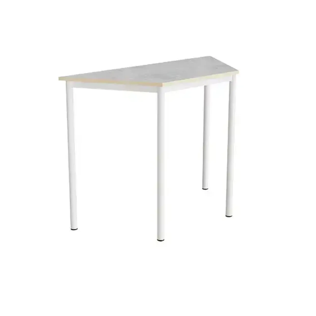 Bord Combi 195, trapezformet, L1200/600xB520xH900 mm, lys grå, lyddæmpende linoleum, hvid stel