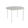 Bord Combi 206, Ø1200xH800 mm, lys grå, lyddæmpende linoleum, hvidt stel