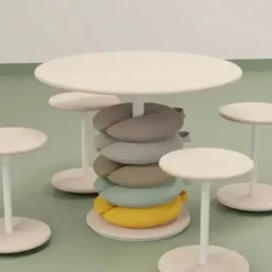 Bord Donut, Ø900 mm, højde 720 mm, hvidpigmenteret ask på hvidt understel glans 10