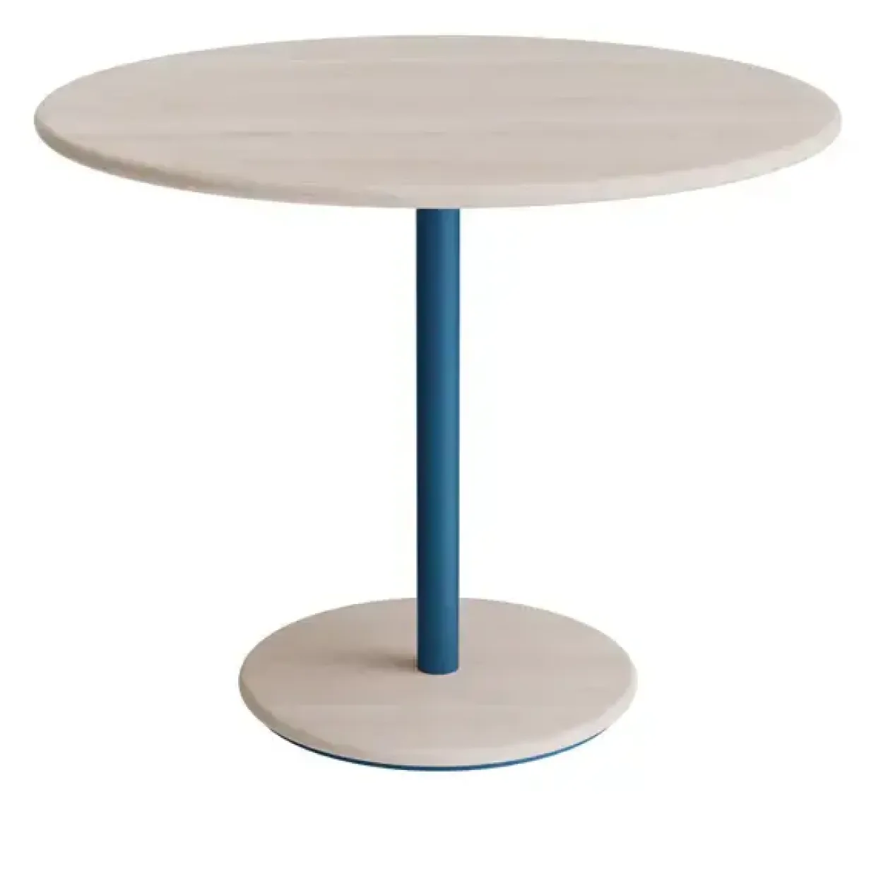 Bord Donut, Ø900 mm, højde 720 mm, hvidpigm. ask på azurblåt understel
