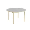 Bord Lovis 604, Ø1200xH720 mm, lysegrå, lyddæmpende linoleum, birk understel