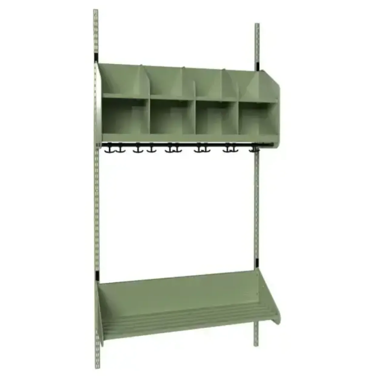 Børnegarderobe BST Kombination B, Startsektion 4 pladser B 1000 mm, grøn