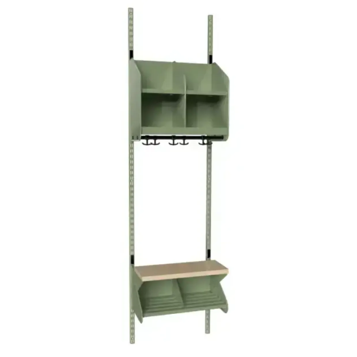 Børnegarderobe BST Kombination C, Startsektion 2 pladser B 500 mm, grøn