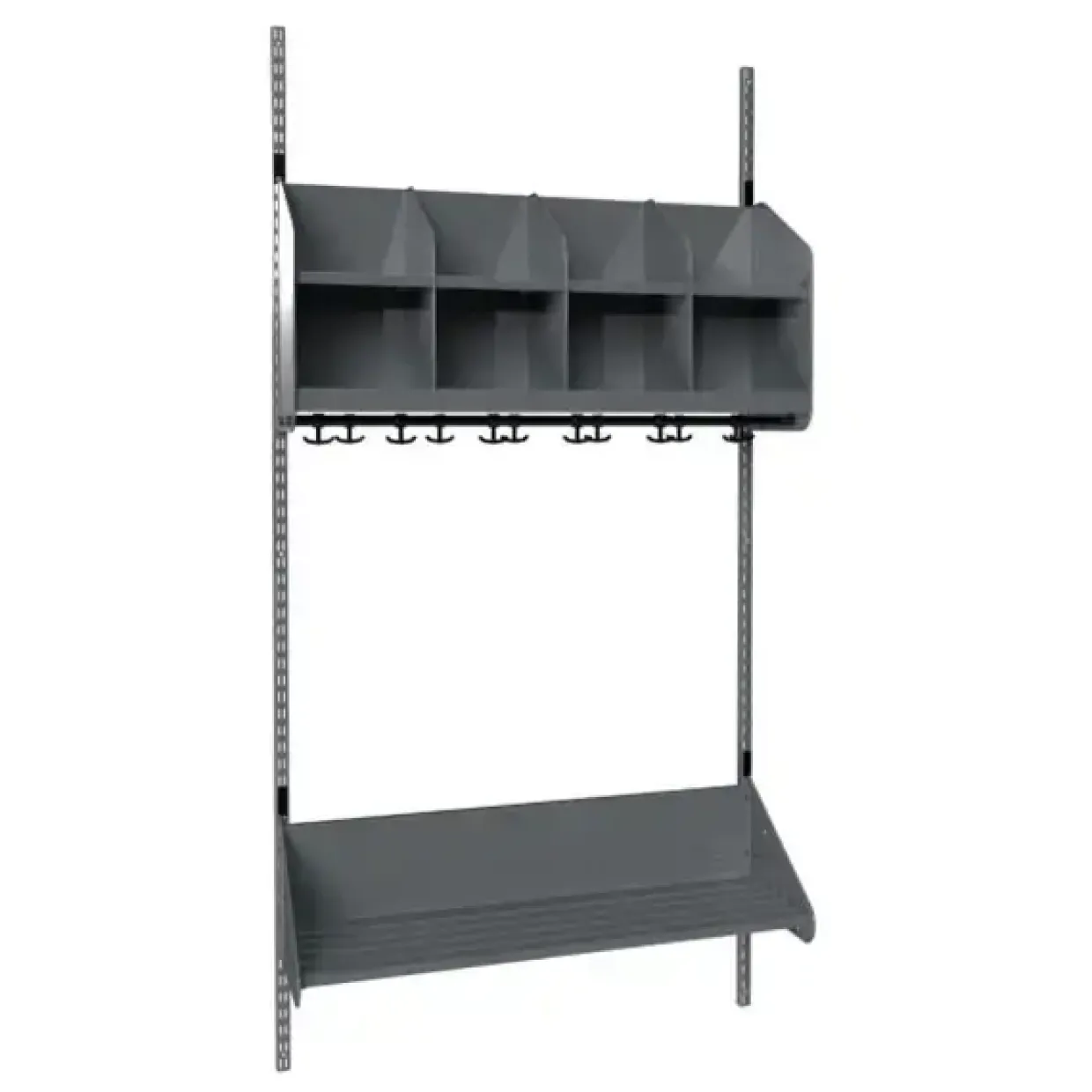 Børnegarderobe BST Kombination B, Startsektion 4 pladser B 1000 mm, mørk grå