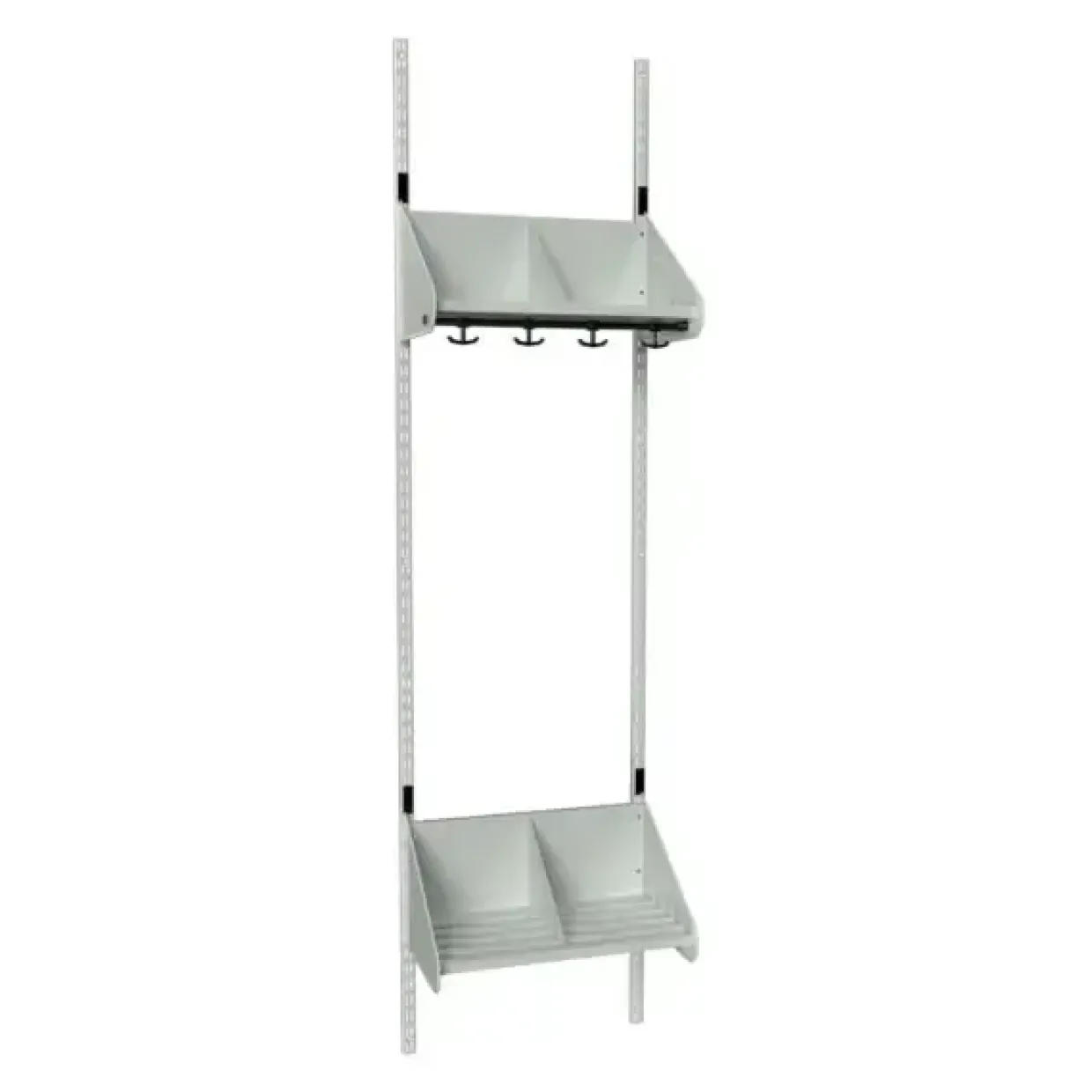 Børnegarderobe BST Kombination E, Startsektion 2 pladser B 500 mm, lys grå