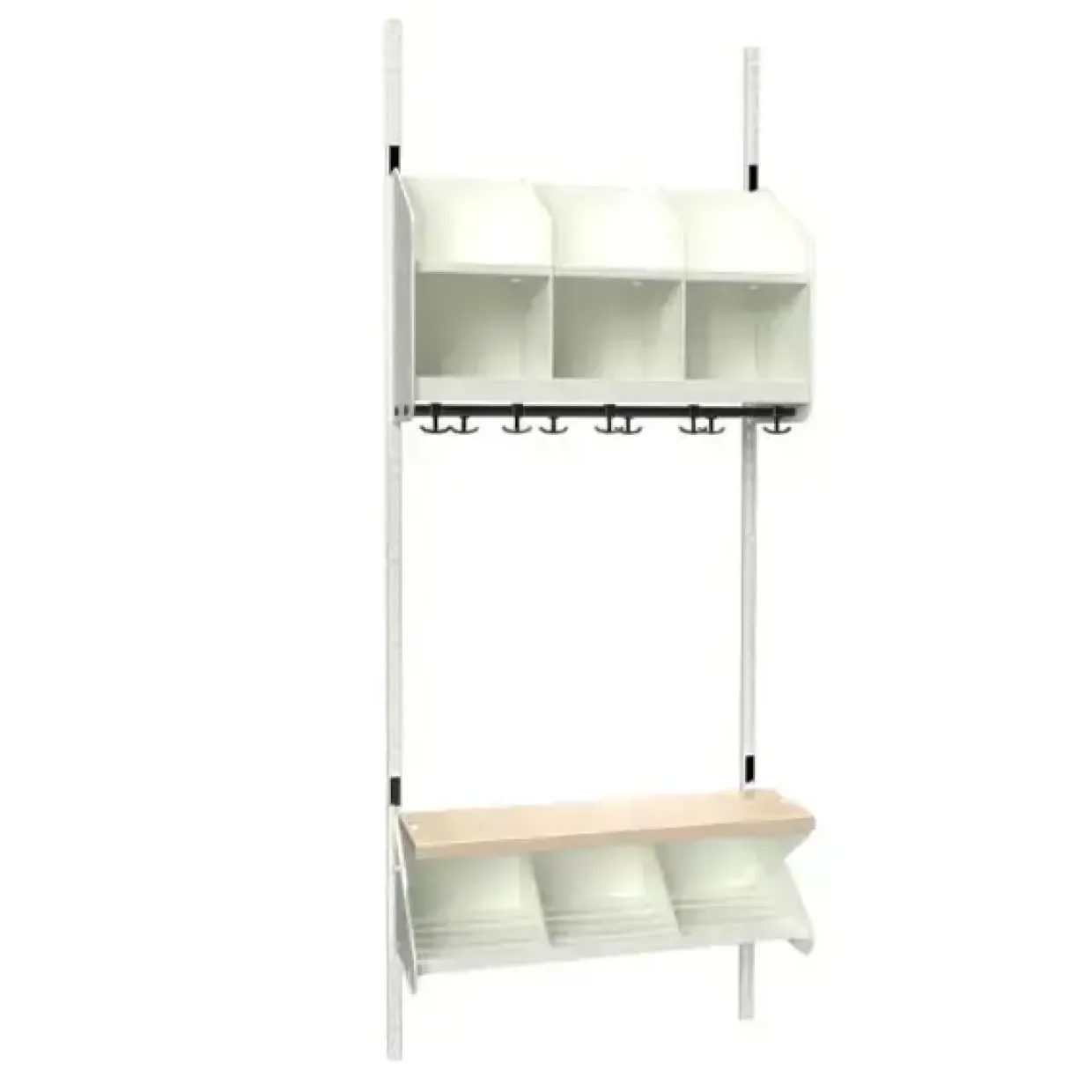 Børnegarderobe BST Kombination C, Startsektion 3 pladser B 750 mm, hvid