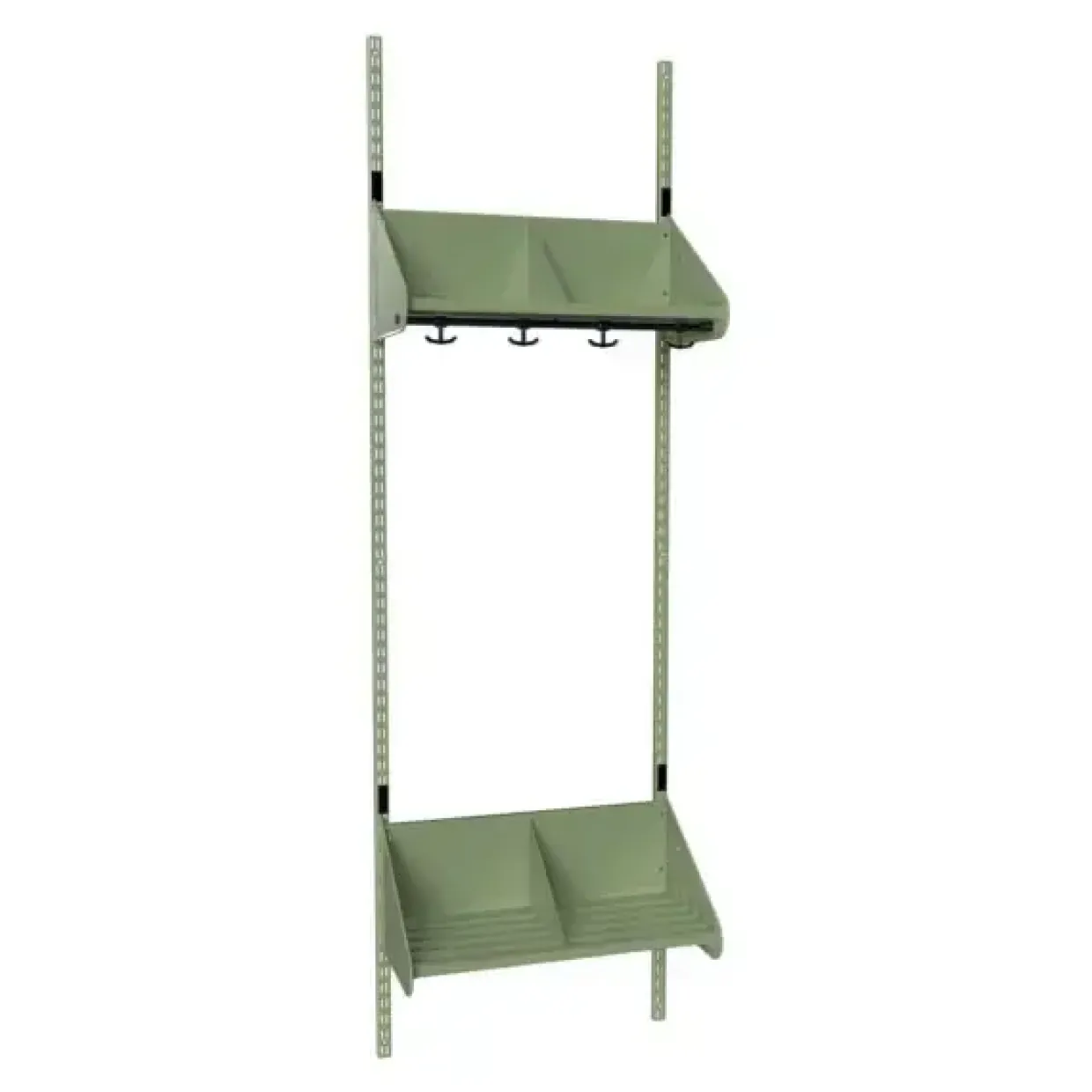 Børnegarderobe BST Kombination E, Startsektion 2 pladser B 600 mm, grøn