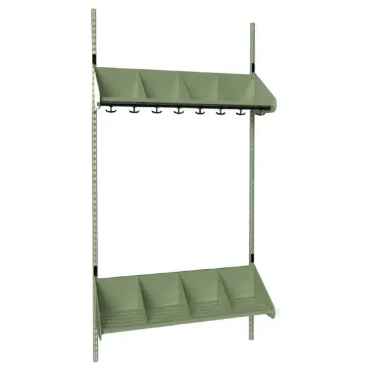 Børnegarderobe BST Kombination E, Startsektion 4 pladser B 1000 mm, grøn