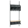 Børnegarderobe BST Kombination C, Startsektion 3 pladser B 750 mm, mørk grå
