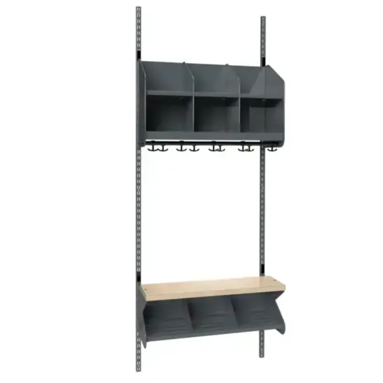 Børnegarderobe BST Kombination C, Startsektion 3 pladser B 750 mm, mørk grå