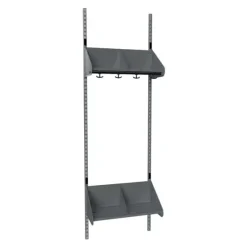 Børnegarderobe BST Kombination E, Startsektion 2 pladser B 600 mm, mørk grå