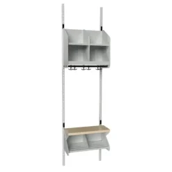 Børnegarderobe BST Kombination C, Startsektion 2 pladser B 500 mm, lys grå