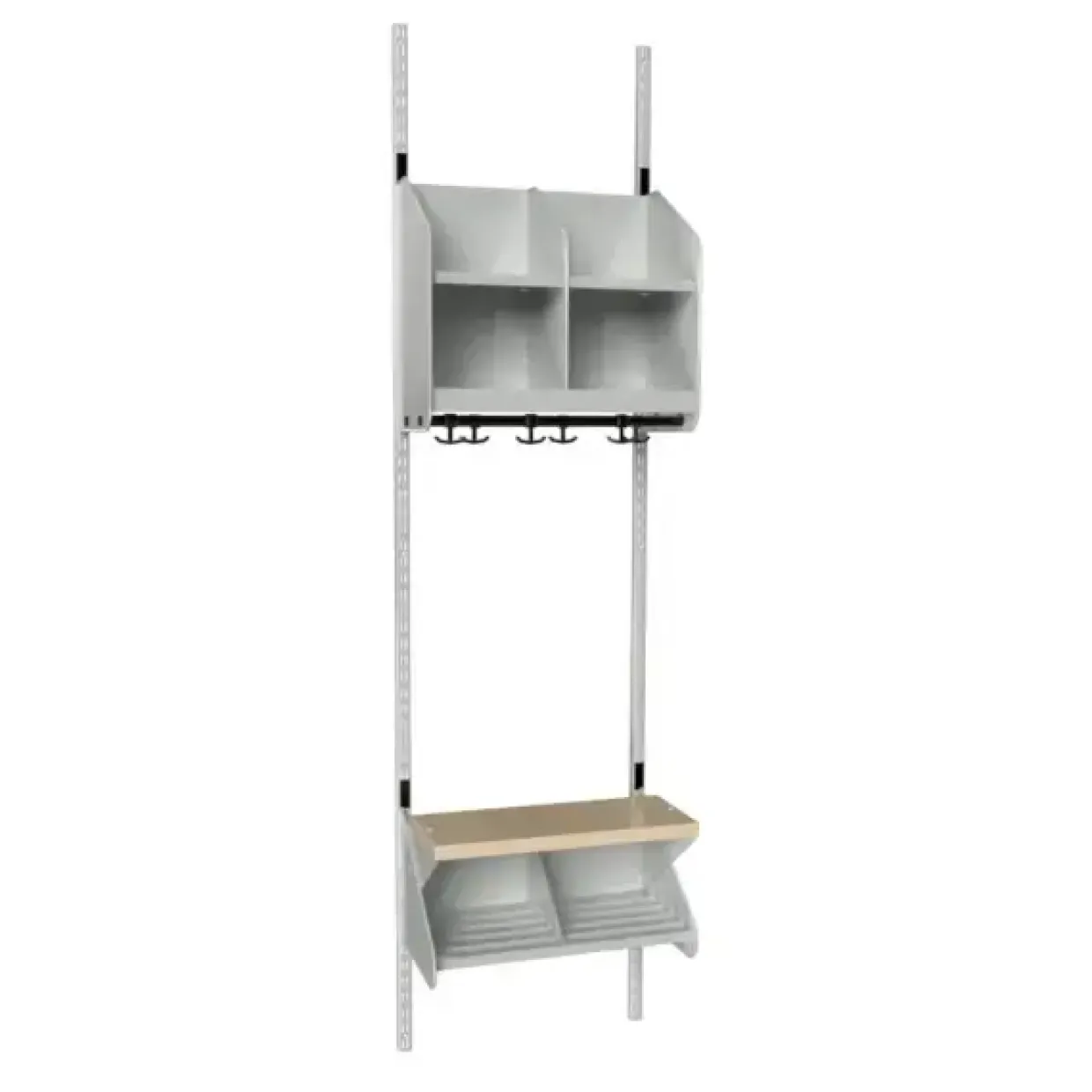 Børnegarderobe BST Kombination C, Startsektion 2 pladser B 500 mm, lys grå