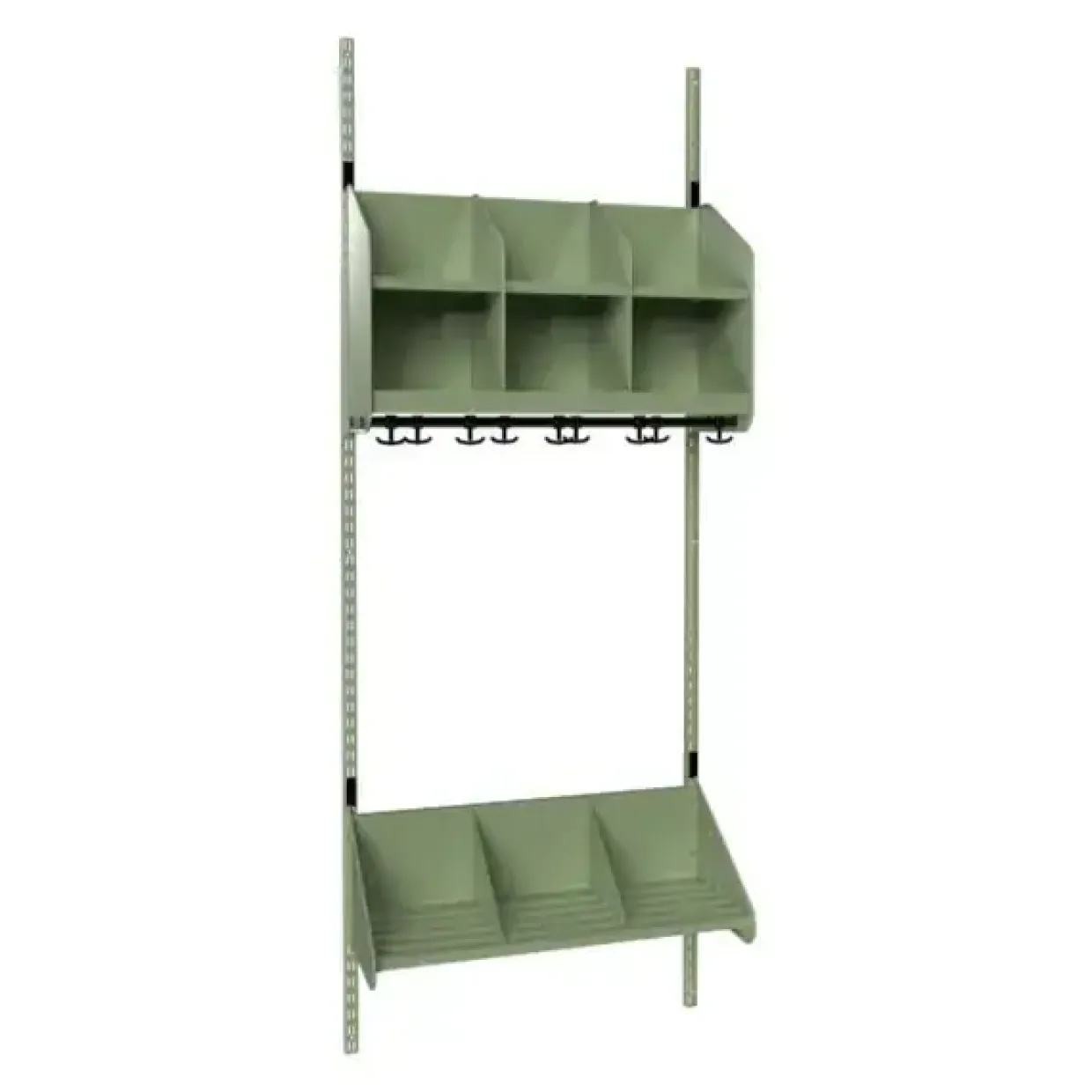 Børnegarderobe BST Kombination A, Startsektion 3 pladser B 750 mm, grøn