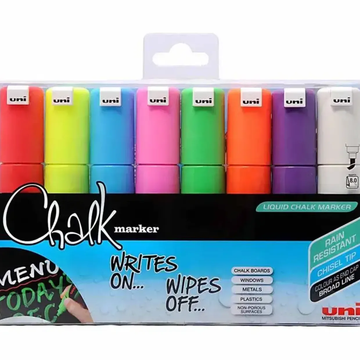 Chalk Marker 8 mm ass. farver - 8 stk