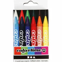 Colortime farvekridt - 11 mm tykkelse - 10 cm lange - 12 stk. i assorteret farver