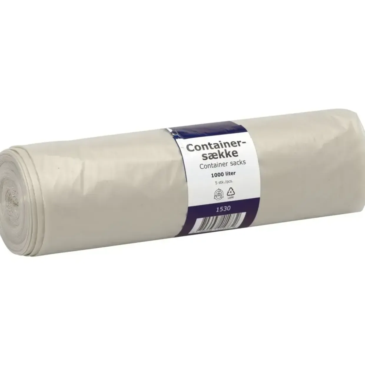Containersæk, 1000 l, klar, LDPE/genanvendt, 228x172,5cm - 10 ruller
