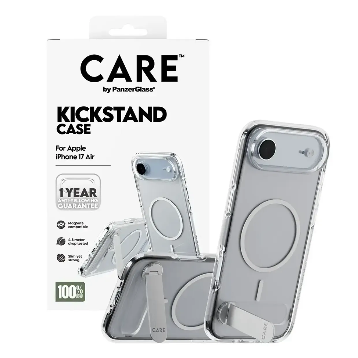 Cover – CARE by PanzerGlass – Feature Case – Transparent – Kickstand & MagSafe – iPhone 17 Air – Klar