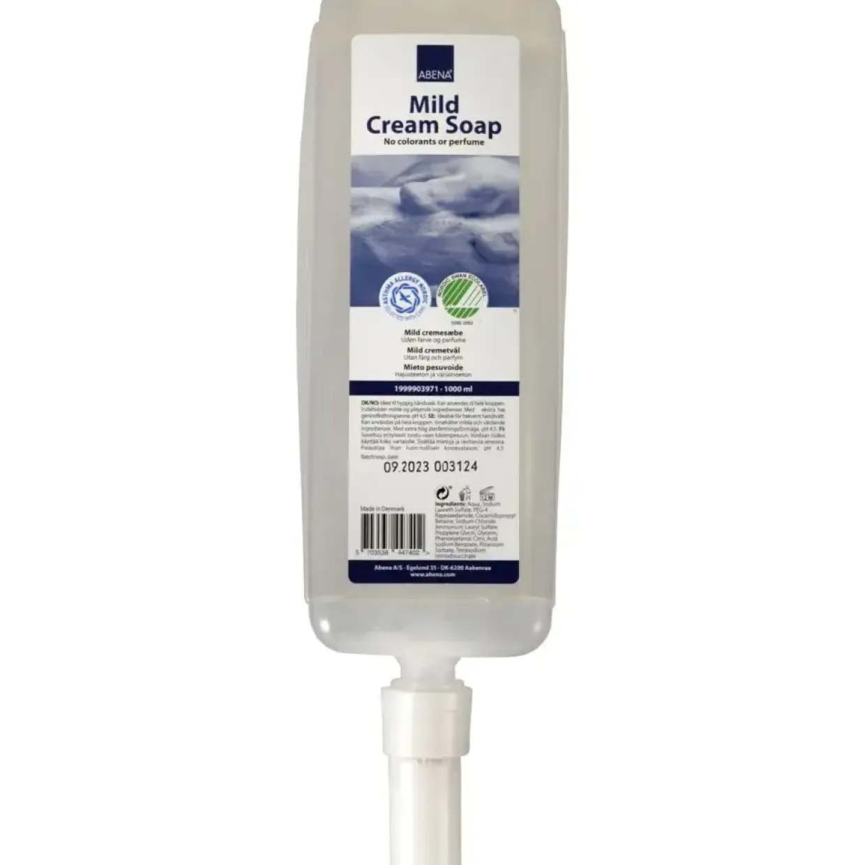 Cremesæbe - Abena - refill - uden farve og parfume - 1000 ml - 6 stk