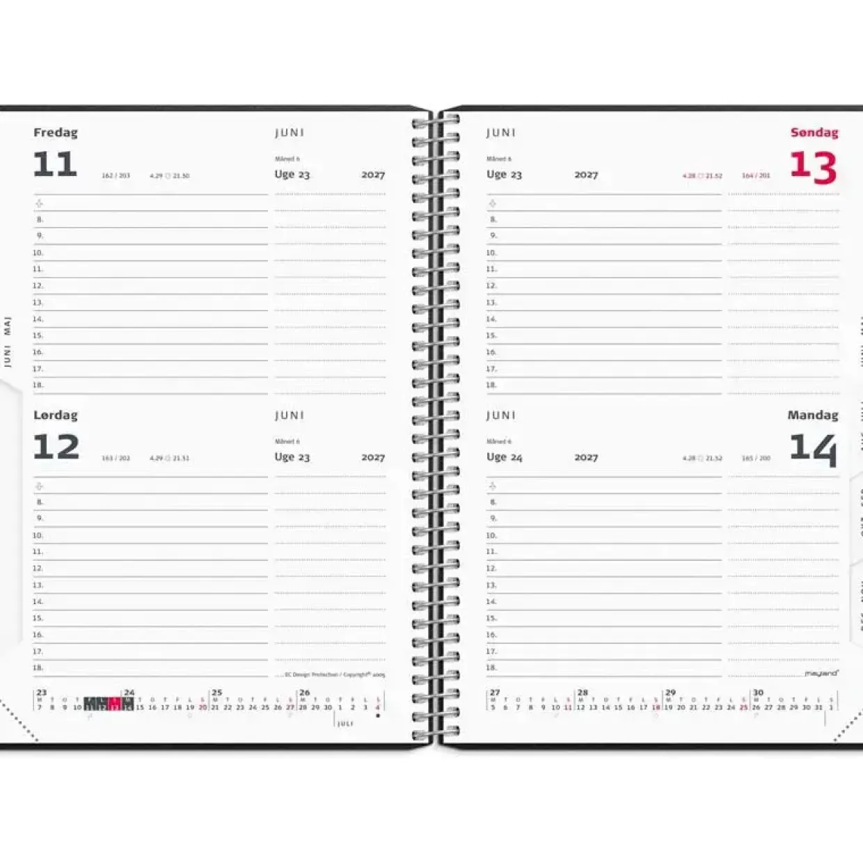 2-dages-kalender - 132x178mm - PP-plast - Sort - 2027 - Mayland - 27205000