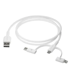 Dbramante1928 Re-charge - 3in1 Cable–USB A to USB-A,C & Lightn-W, hvid
