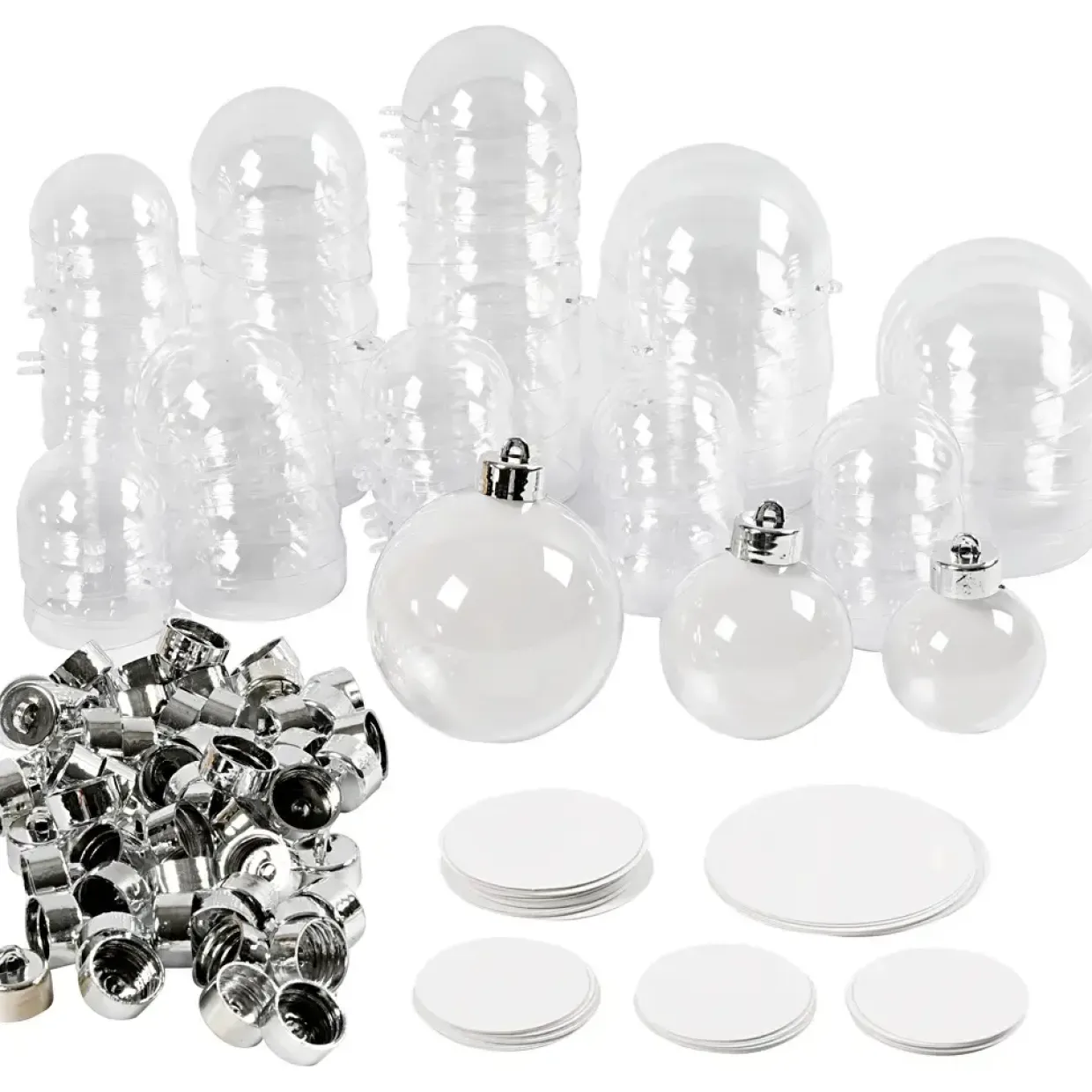 Deko-julekugler - 5/6/8 cm - Klar plast - 60 stk