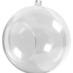 Dekorationskugle med hul, diam. 8 cm, transparent, 5stk.