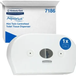 Dispenser, Kimberly-Clark Aquarius, Midi, 13,3x46,4x27,4cm, hvid, til toiletpapir med centertræk - 1 stk