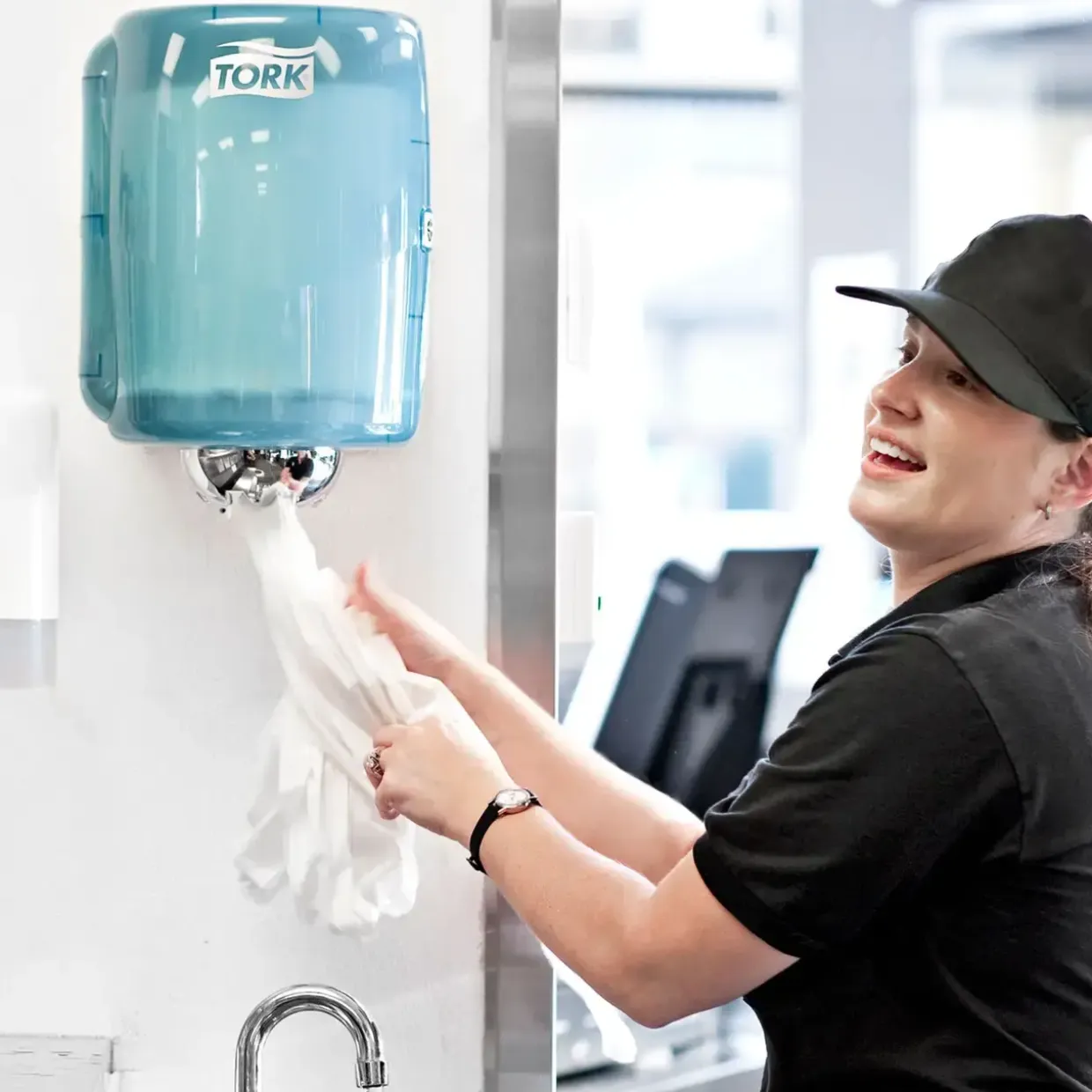 Dispenser Tork W4 653000 hvid og turkis