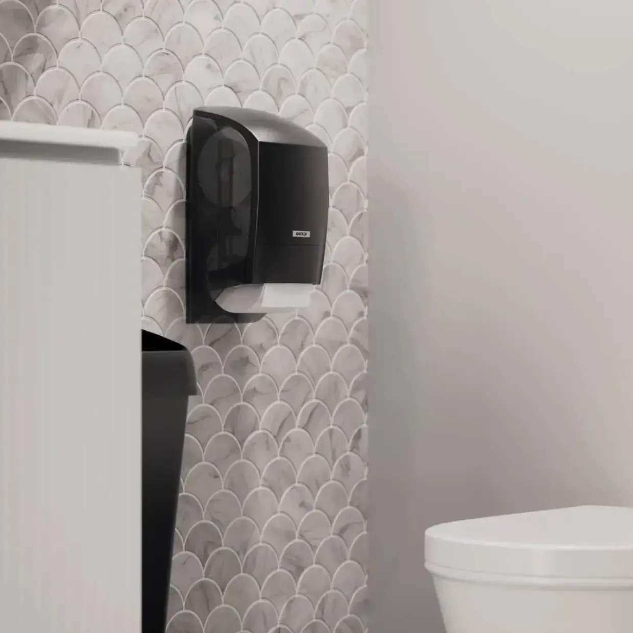 Dispenser t/toiletpapir, Katrin 77519, system toilet sort