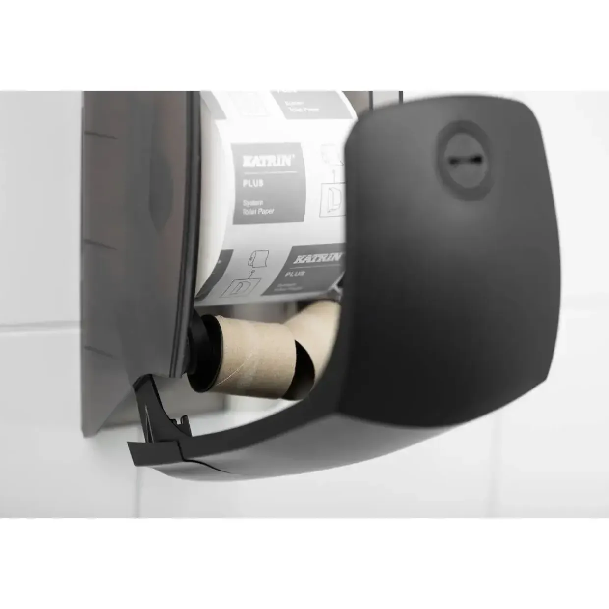 Dispenser t/toiletpapir, Katrin 77519, system toilet sort