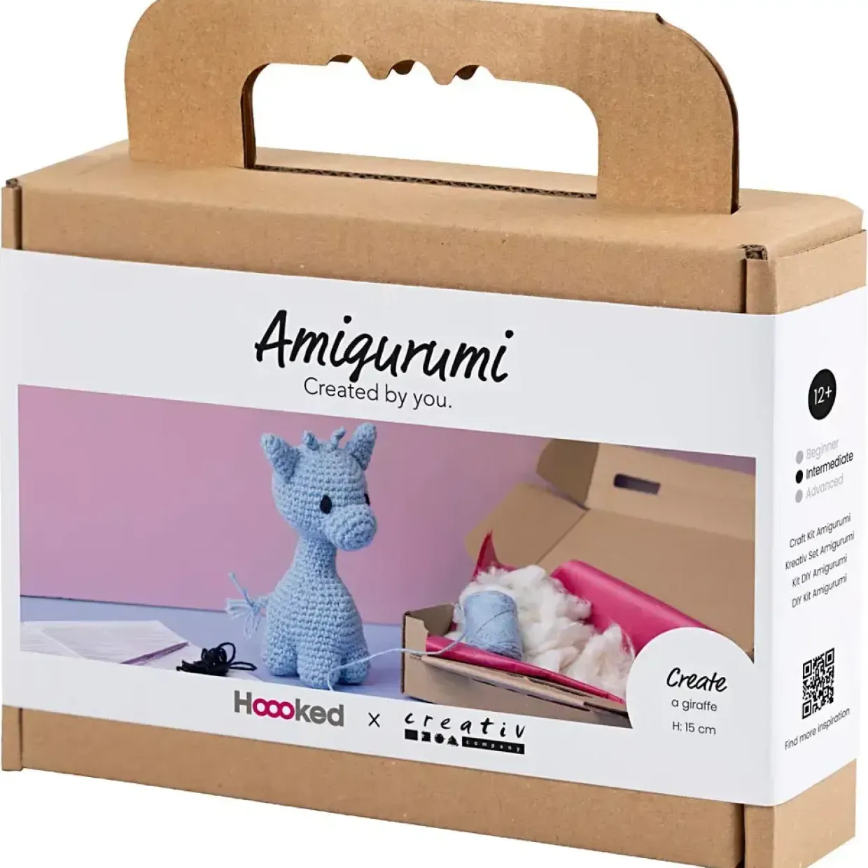 DIY Kit Amigurumi, Giraf, lys blå, 1 pk.