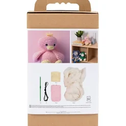 DIY Kit Amigurumi, Ælling, lys pink, lys gul, 1 pk.
