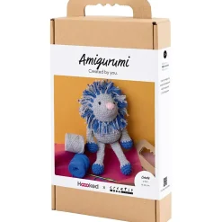 DIY Kit Amigurumi, Løve, marineblå, lys grå, 1 pk.