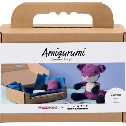 DIY Kit Amigurumi, Ræv, sort, blomme, 1 pk.