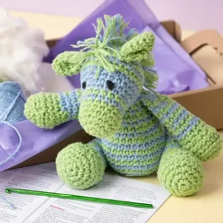 DIY Kit Amigurumi, Zebra, lys blå, lys grøn, 1 pk.
