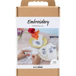 DIY Kit Broderi, servietter, off white - 1 pk.