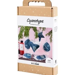 DIY Kit Cyanotypi, Julepynt, blå, sølv, 1 pk.