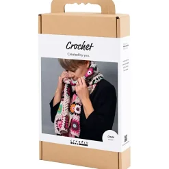 DIY Kit Hækle | Halstørklæde, crème, varme farver | 1 pk.