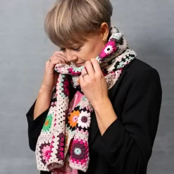 DIY Kit Hækle | Halstørklæde, crème, varme farver | 1 pk.