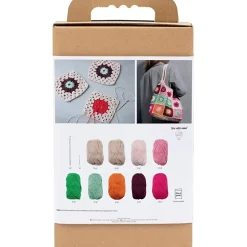 DIY Kit Hækle | Taske, colorful, crème | 1 pk.