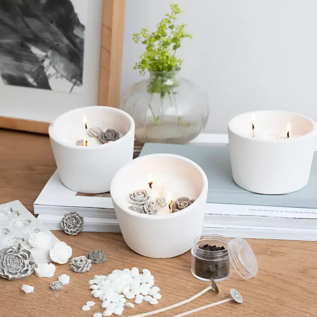DIY Kit Lysstøbning | Rose, beige, hvid, creme | 1 pk.