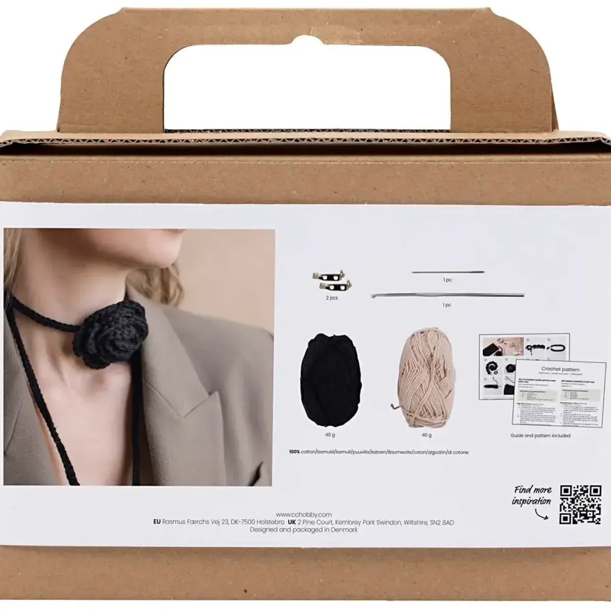 DIY Kit Mini Hækle Taske med rose