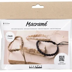 DIY Kit Mini Macramé Armbånd sort olivenbrun sand