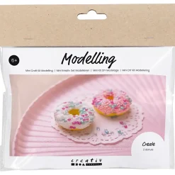 DIY Kit Mini Modellering Donuts pink, turkis, hvid, gul